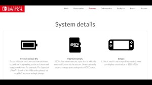 Nintendo Switch specifiche